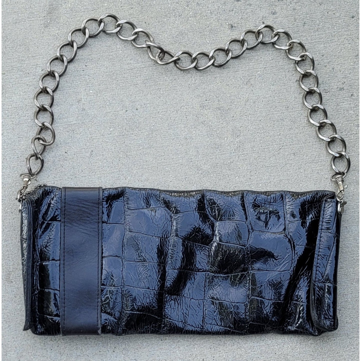Vtg Leatherock Leather Suede Jeweled Cross Chain Shoulder Bag