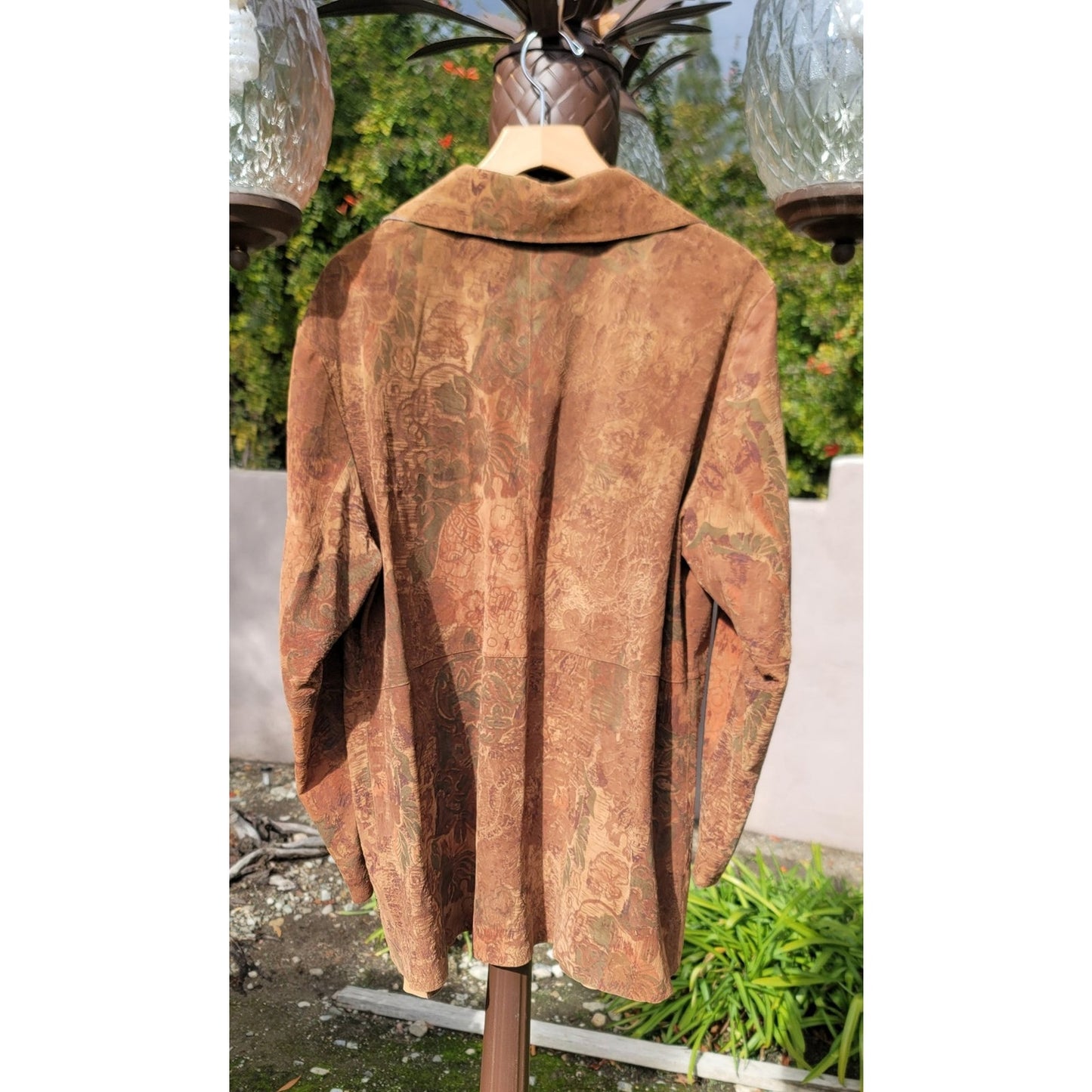 Vtg Coldwater Creek Suede Leather Floral Beaded Jacket