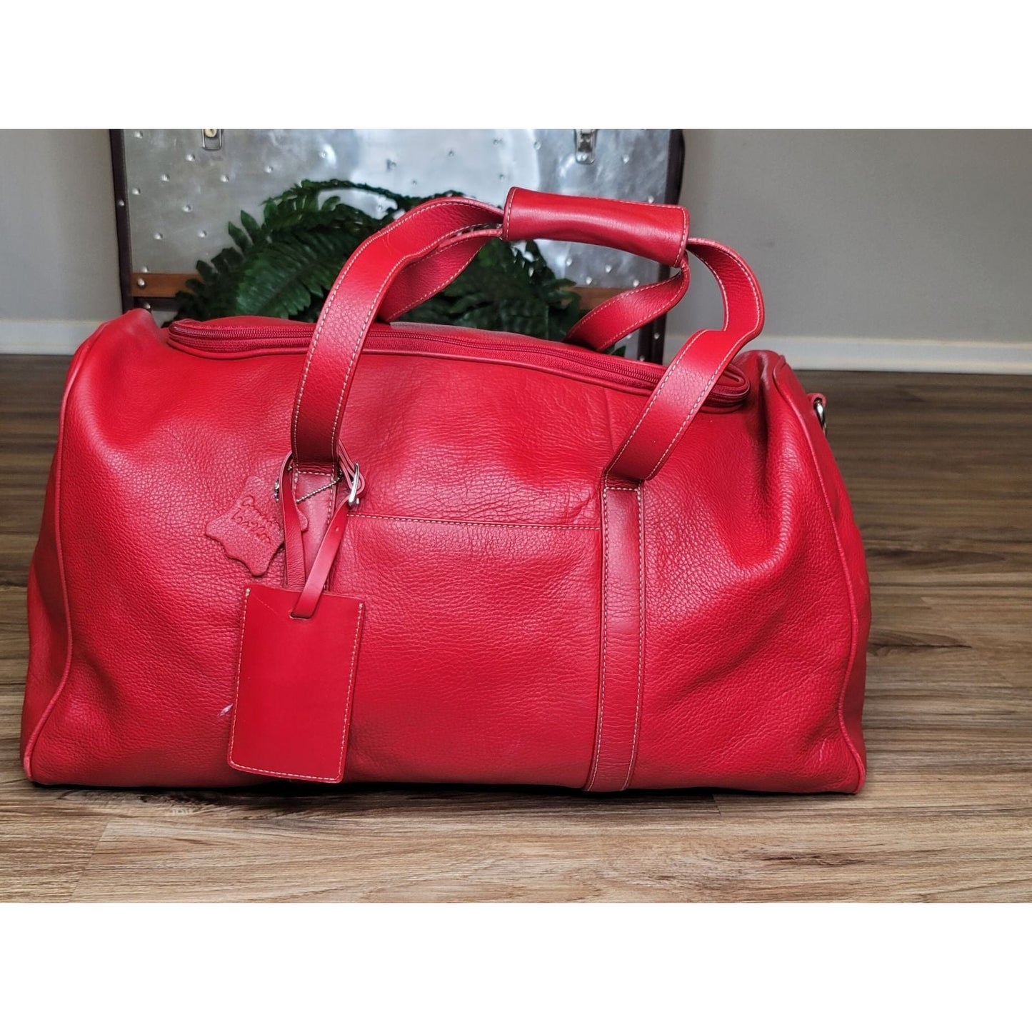 Vtg Mia Paoli Pebbled Leather Duffle Overnight Travel Tote Shoulder Bag Luggage