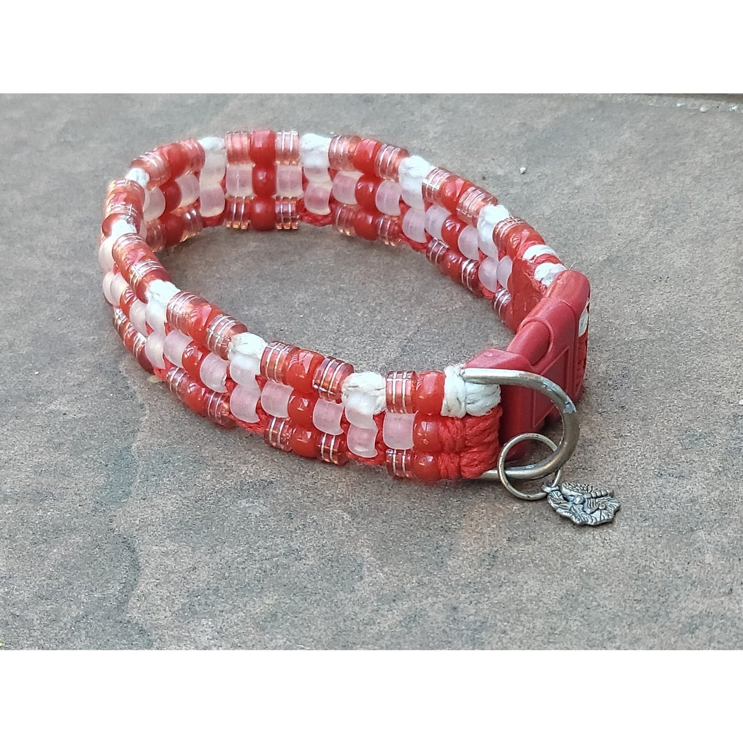 Custom Handmade Beaded Bling Dog Collar Candy Cane