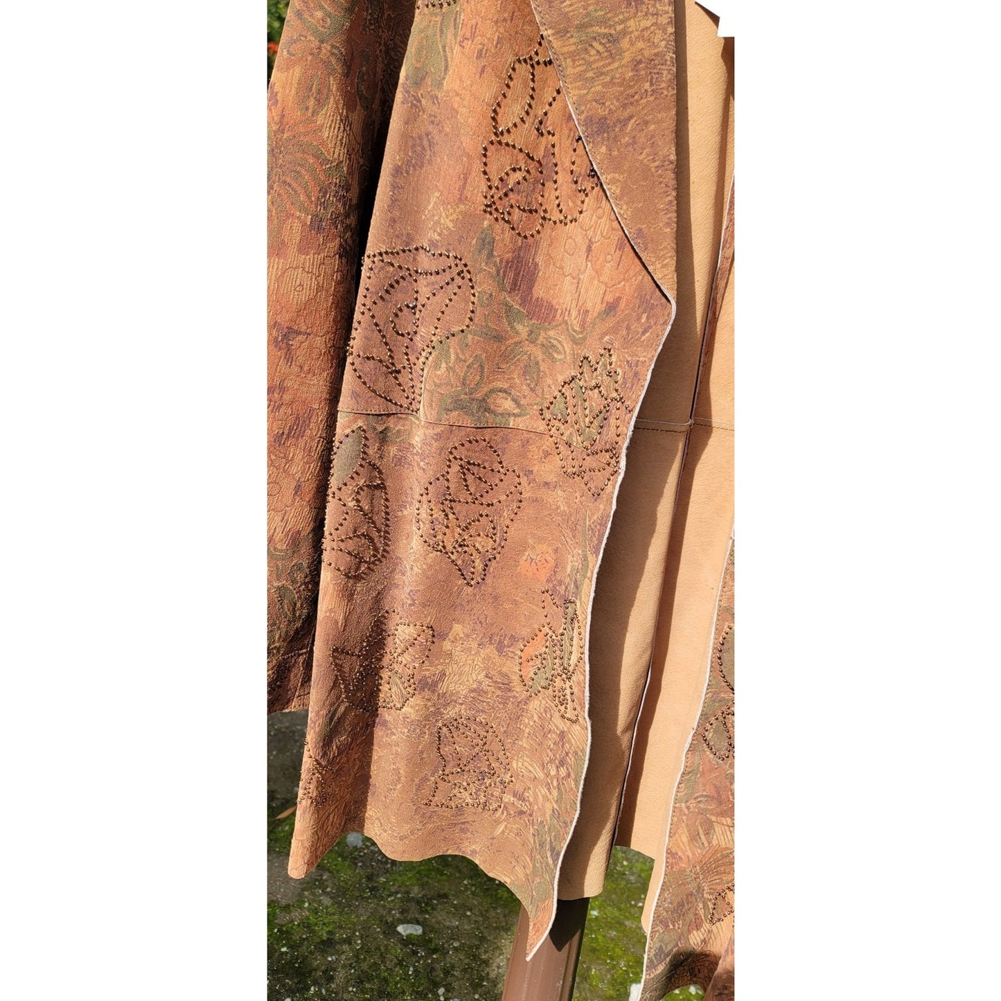 Vtg Coldwater Creek Suede Leather Floral Beaded Jacket