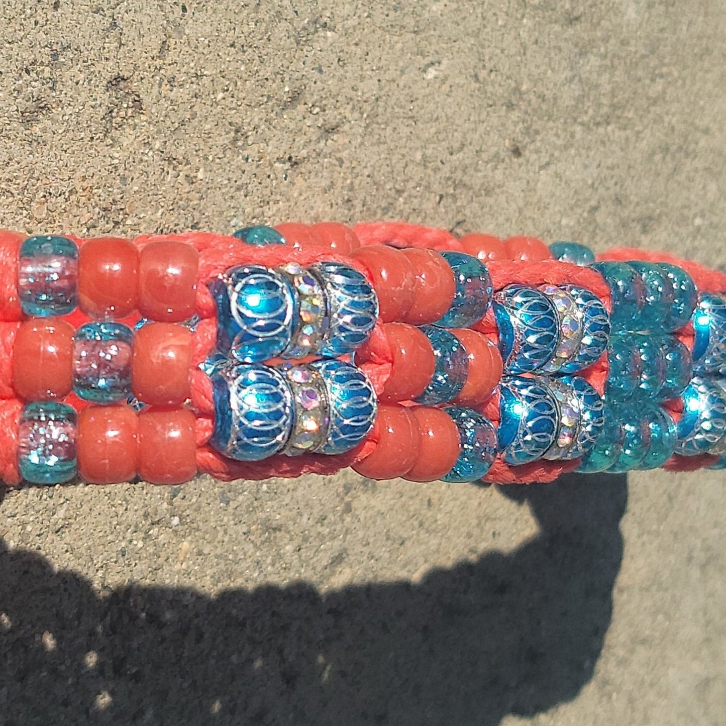 Custom Handmade Beaded Bling Dog Collar Miami Dolphins