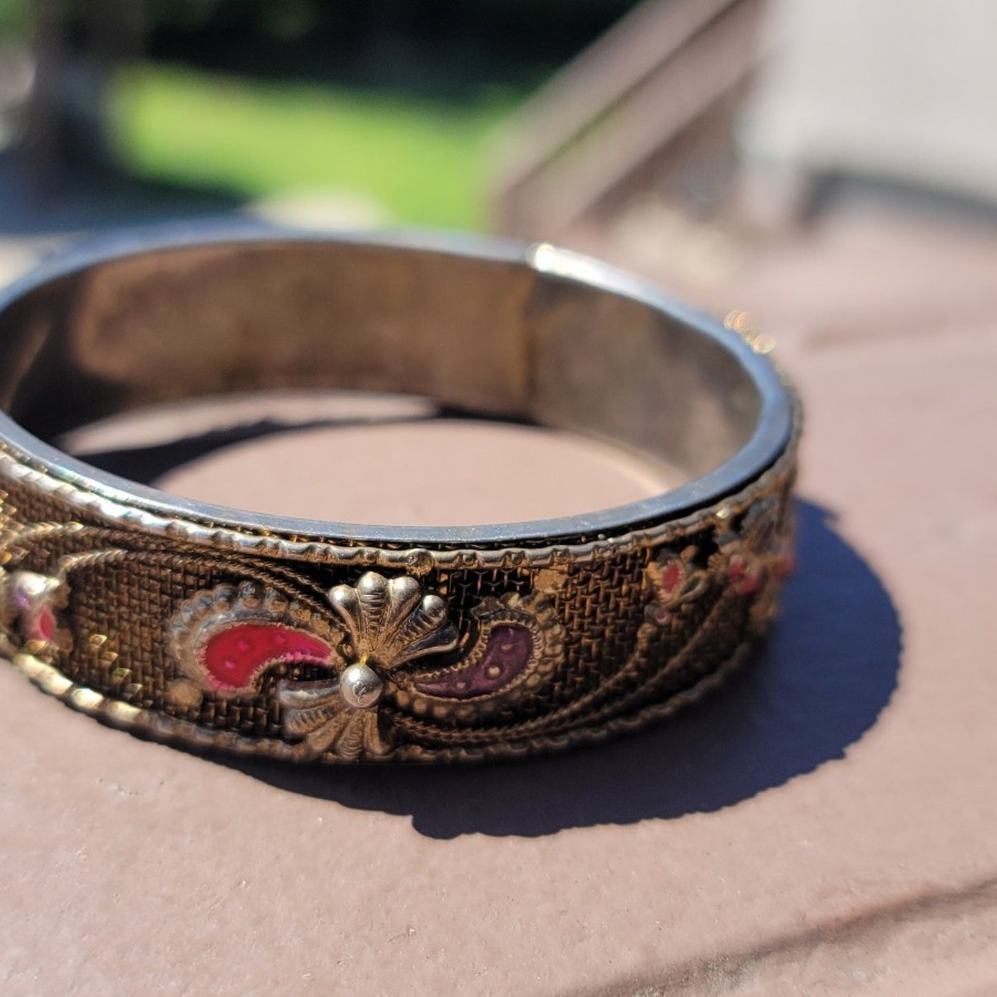 Vtg Ornate Metal Bracelet