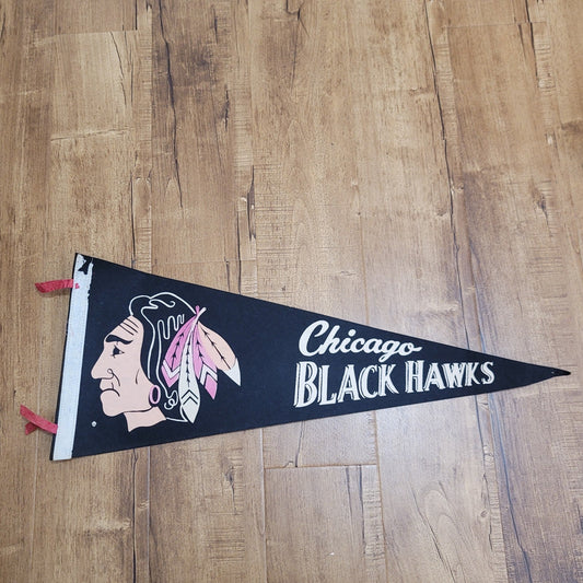 Vtg 1970s Chicago Black Hawks Pennant NHL