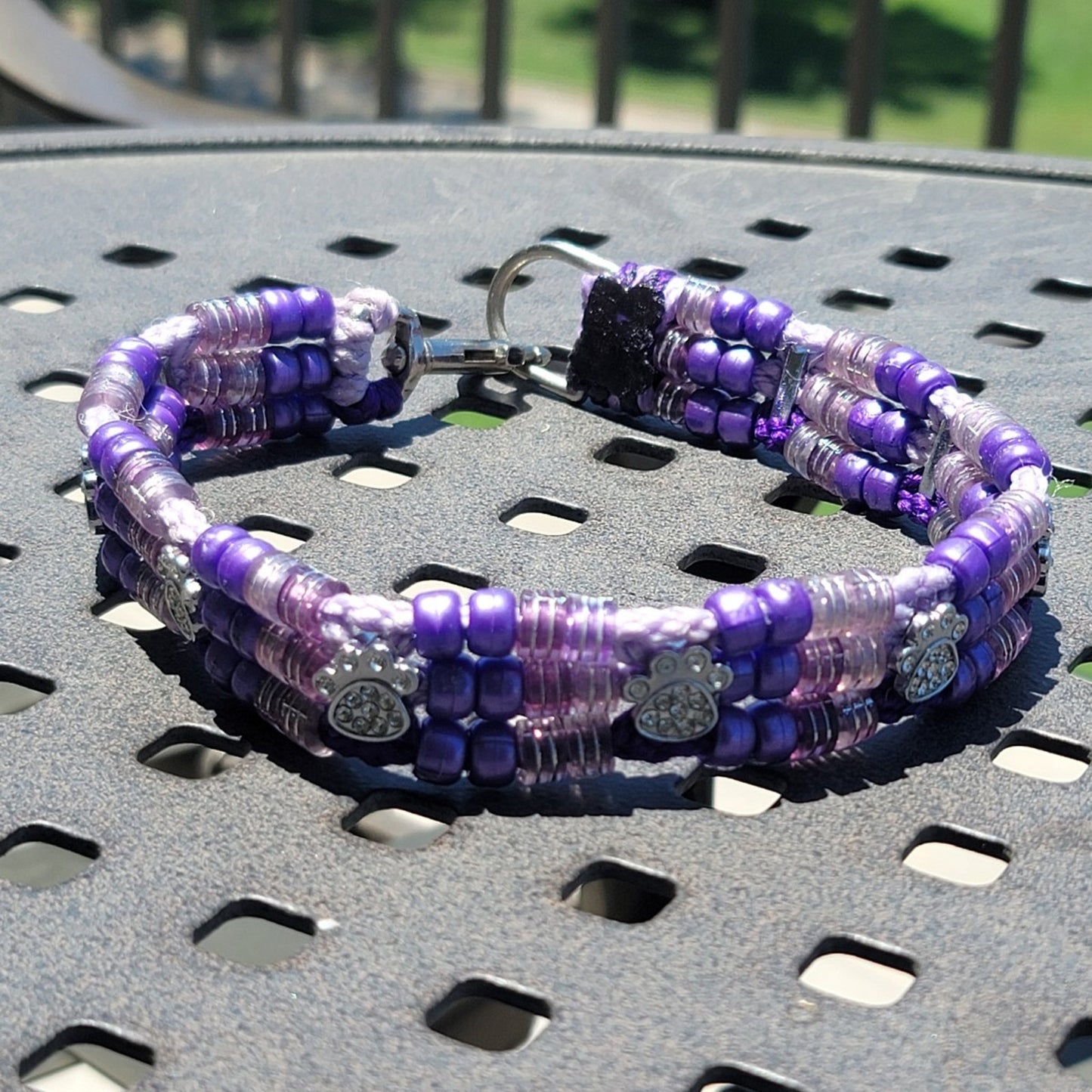 Custom Handmade Beaded Dog Collar Paws