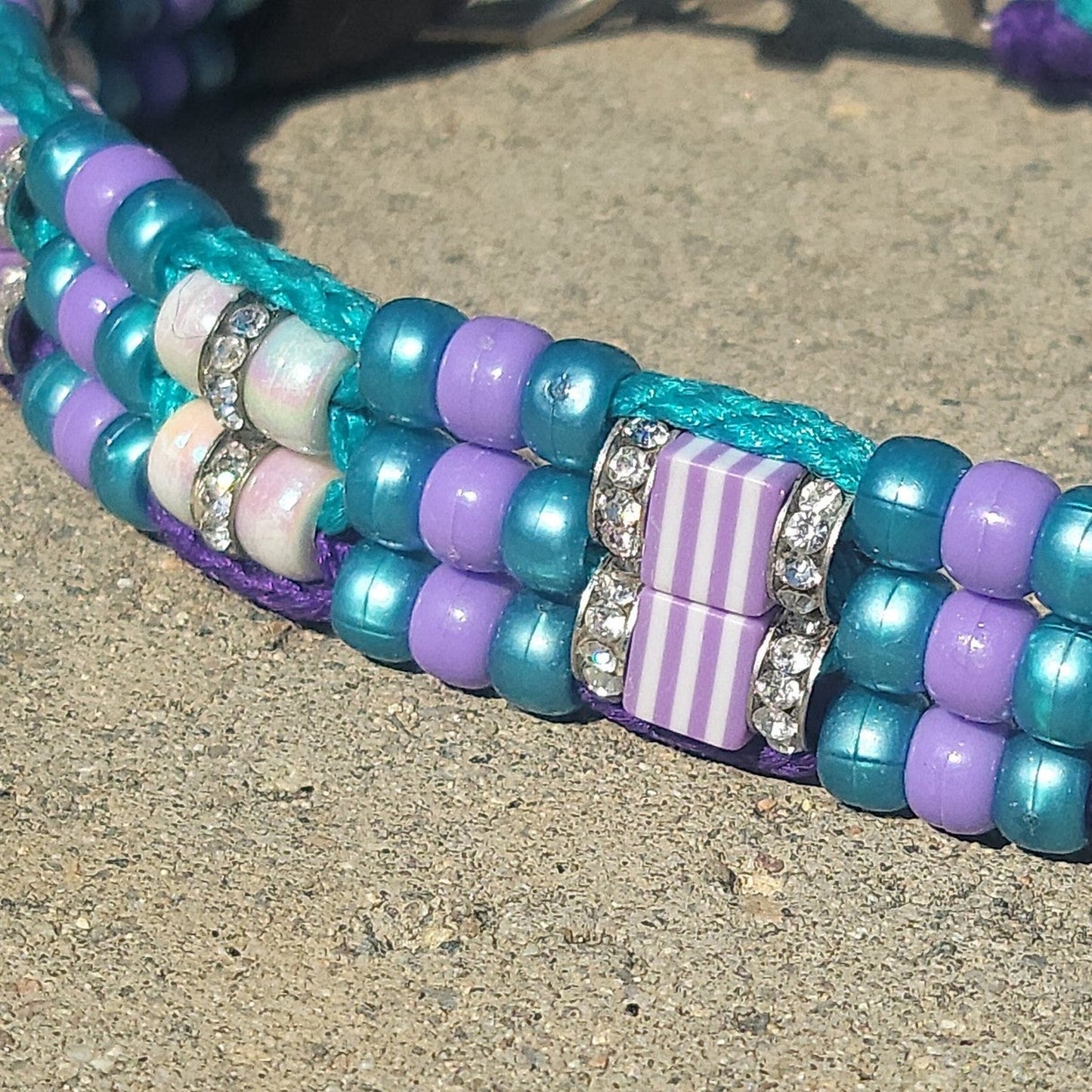 Custom Handmade Beaded Bling Dog Collar Charlotte Hornets
