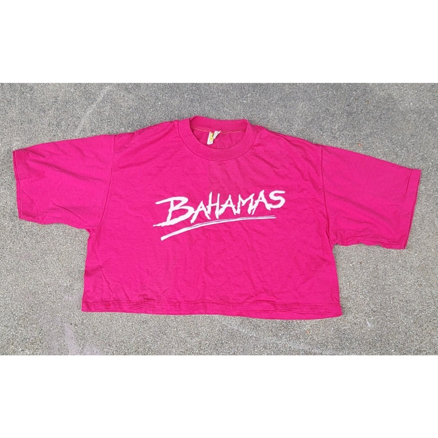 Vtg 80s Bahamas Crop Top Single Stitch T-shirt