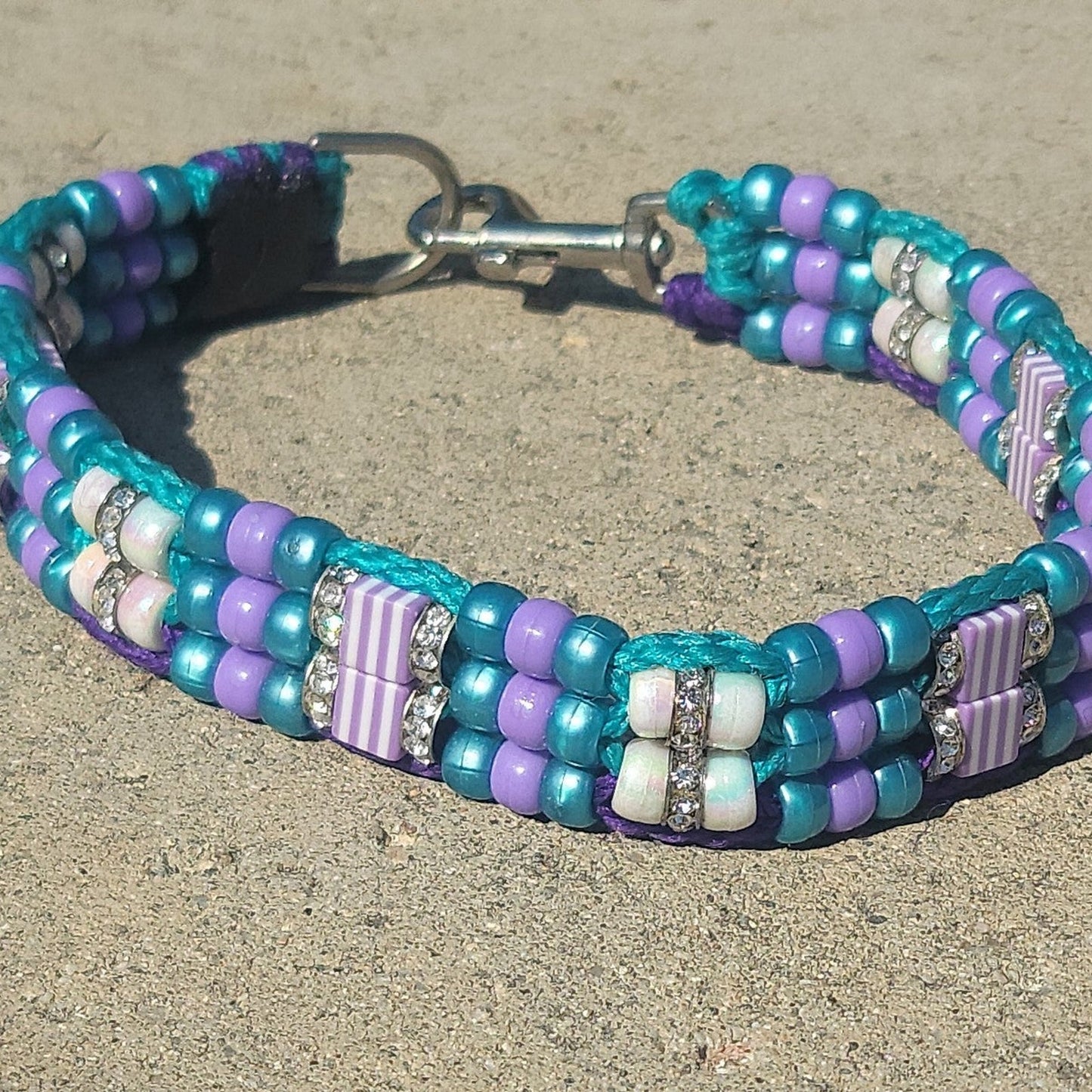 Custom Handmade Beaded Bling Dog Collar Charlotte Hornets