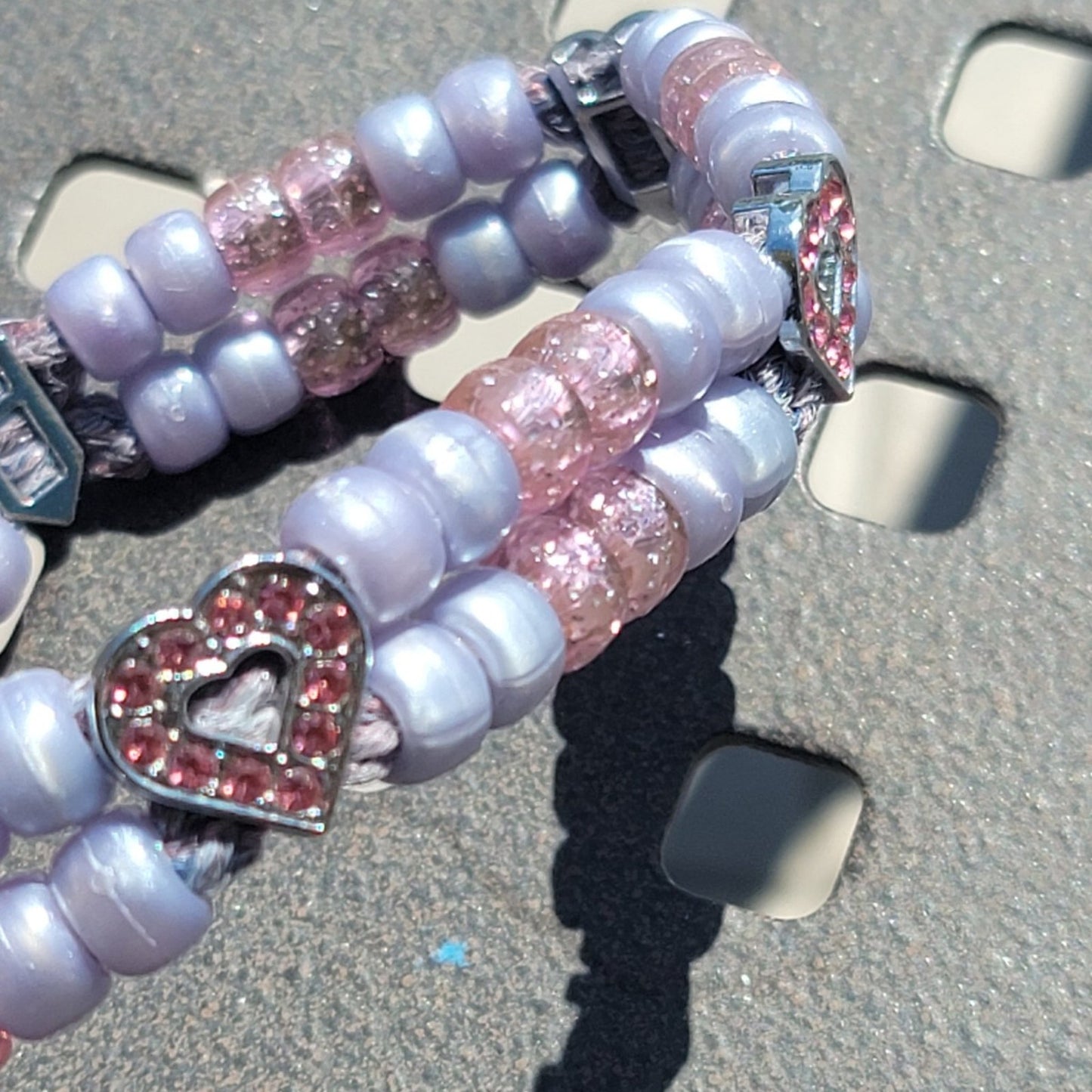 Custom Handmade Beaded Bling Dog Collar Hearts