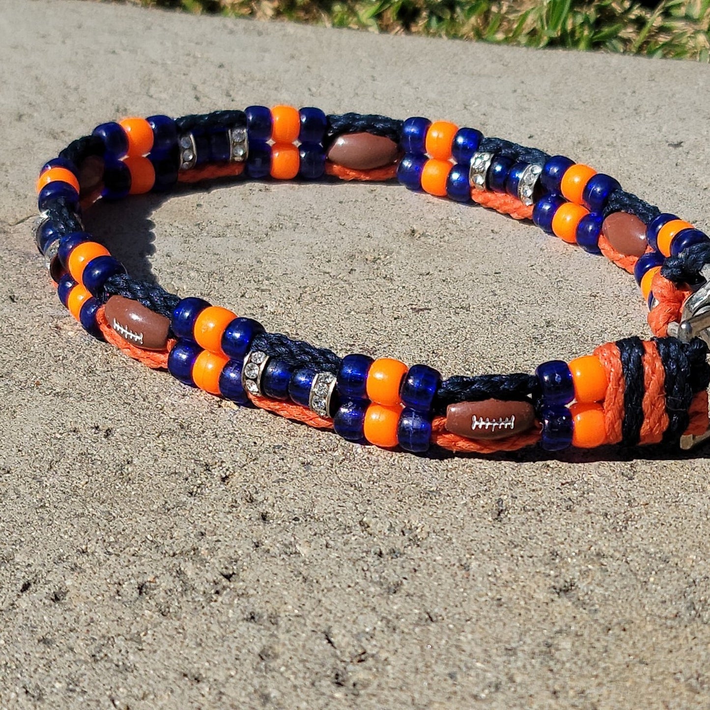 Custom Handmade Beaded Bling Dog Collar Football Denver Broncos