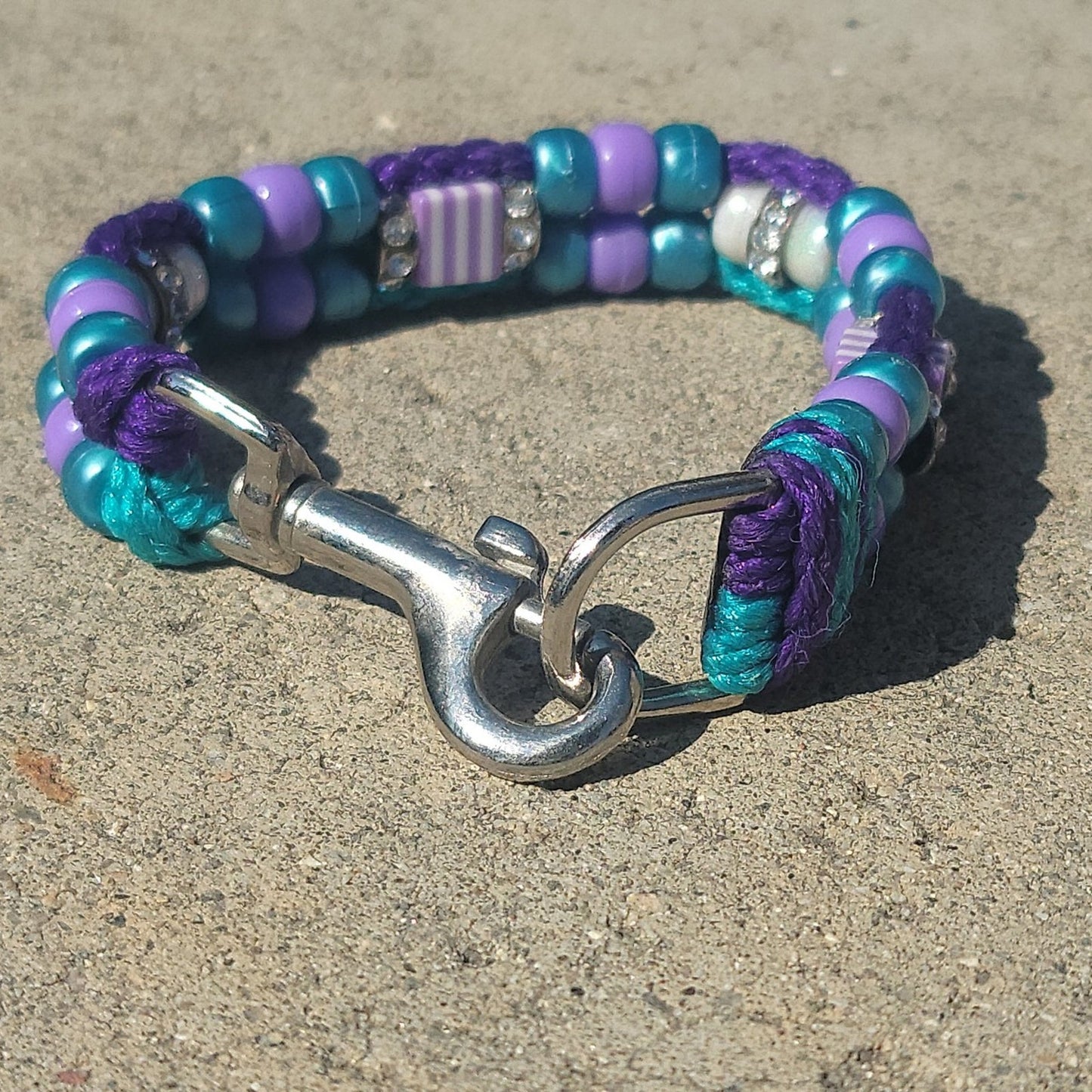 Custom Handmade Beaded Bling Dog Collar Charlotte Hornets