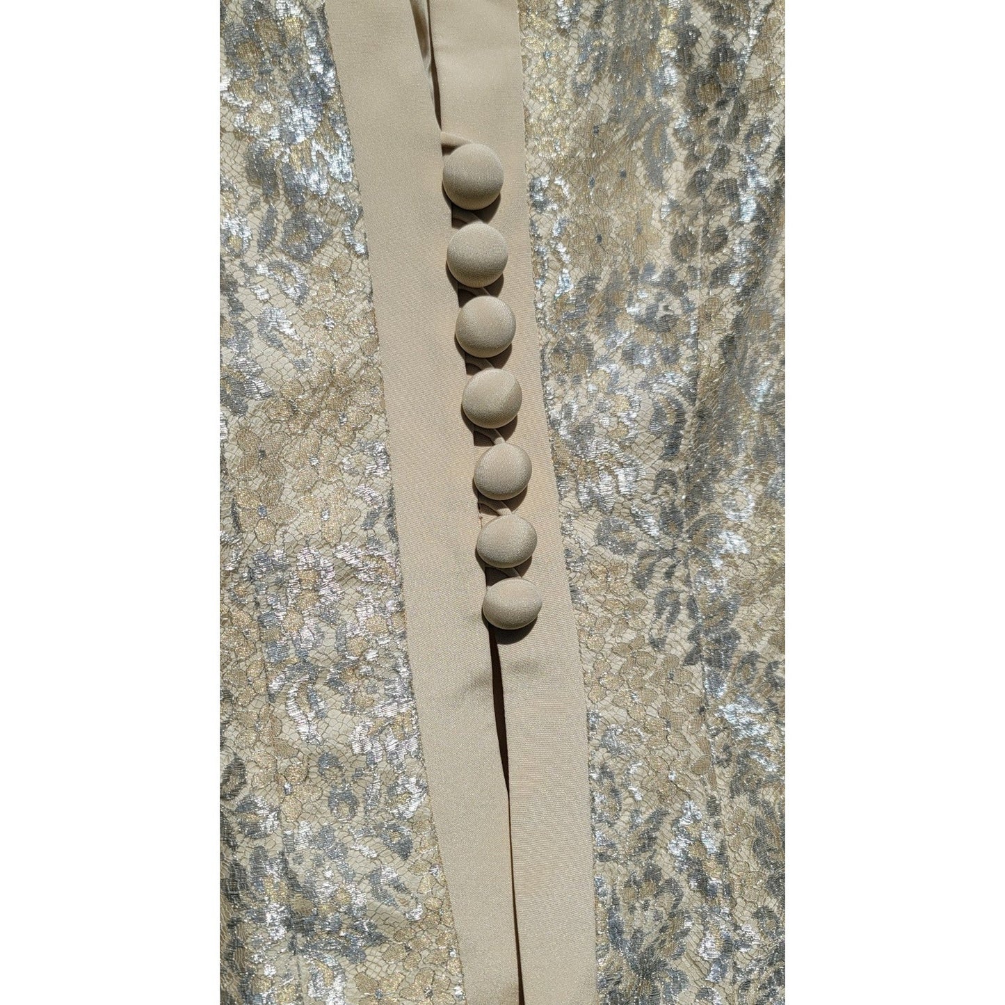 Vtg Liancarlo Neiman Marcus Gold Silver Lace Blazer Jacket